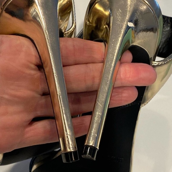 Enzo Angiolini Brodee Sandal Heel Gold Open Toe Size 8 - Picture 9 of 13